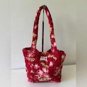 CB POSITANO Quilted Cotton Small Red Tote Shoulder Bag